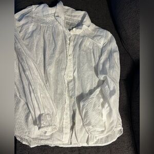 American Eagle Outfitters White Casual Button Down Shirt